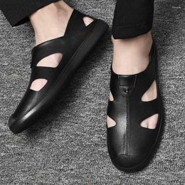 Sandals Men's Casual Leather Summer Breathable Shoes Male Classic Brown Black Platform Sandal Man For Men Big Size 37-46Sandals