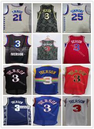 21 Embiid Jersey Ben 25 Simmons Matisse Camouflage bonus edition 2021 Allen 3 Iverson City Blue Black Basketball J jerseys