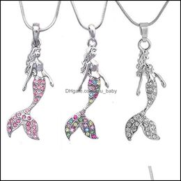baby jewelry girls UK - Pendant Necklaces Crystal Necklace Rhinestone Mermaid Statement For Women Girl Jewelry Fashion Sweater Acces Baby Dhgxs