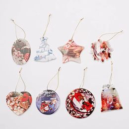 UPS Cross-border Christmas Ornaments Printing party favor Ceramic Pendants Christmas Tree Ornament