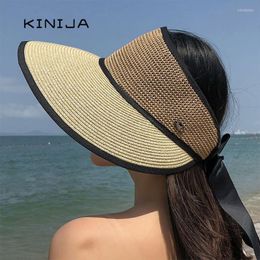 Wide Brim Hats Summer Womens Straw Bow Bandage Sombrero Playa Oversized Beach Cap Fedora Hat For Women Large Sun Empty Top Oliv22