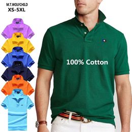 100 Cotton Top Quality Mens Short Sleeve Polos Shirts Casual Solid Colour Homme Fashion Sportswear Lapel Tops XS 5XL 220606