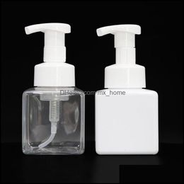 Packing Bottles Office School Business Industrial 250Ml 500Ml Pet Hand Sanitizer Bottle Clear White Square Foam Pump For Face Cleansing Fa