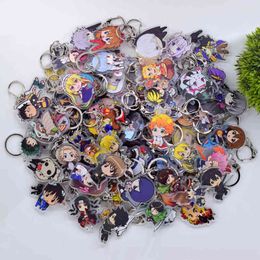 100pcs/Lot Hundreds of Styles Acrylic Keychain Anime Keyring High Quality Chibi Pendant Key Chain Accessories AA220318