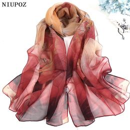 Multiple Colour Gradient Wrap Colour Rose Flower Chiffon Georgette Scarf Women Foulard Lotus Leaf Long Shawl Summer Bandana Elegant