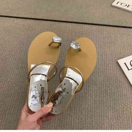 Slippers Summer Rhinestones Flat Women Outdoor Height Increasing Sandals Leisure White Silver Beach Flip Flops Bling 220530