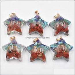 Charms Healing Seven Chakra Five Pointed Star Retro Colorf Natural Amethysts Lapis Lazi 7 Colors Stone Pendants Carshop2006 Dhs