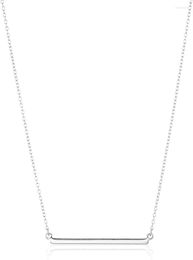 Chains Sterling Silver Horizontal Bar Necklace 18" Long Choker Simple Geometric Pendant For Women Men