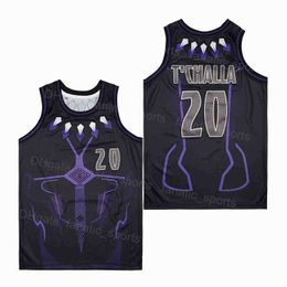 Man Movie Basketball Jerseys BLACK PANTHER 20 College Uniform HipHop Colour Black Breathable University Hip Hop Sport All Stitched Pure Cotton Good Quality On Sale