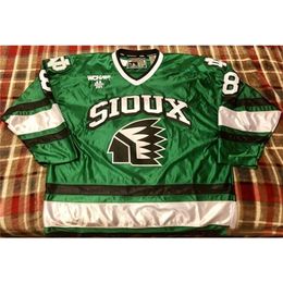 Nikivip custom jersey 5XL 6XL Vintage University of North Dakota Fighting Sioux Mike Commodore Hockey Jersey Embroidery Stitched Customise any numbe