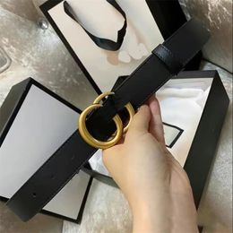 Fashion classic women's designer belt black luxury belts men's waistbands bronze gold buckle letter smooth buckle width 20-38mm with box