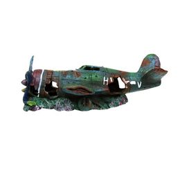 Resin Craft Fish Tank Plane Artificial Wreckage Decor rium Landscape Ornament Y200917