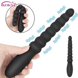 IKOKY Silicone Anal Dildo Unisexy Toys For Women Men Plug Butt 10 Speed Dual Motor Vibrators Tools Couples