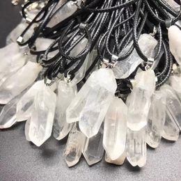 Trendy Natural White Crystal Pillar Energy Healing Stone Pendant Necklace Rope Necklace Women Jewelry Factory Wholesale