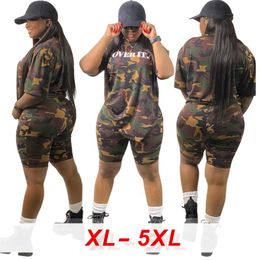 Women's Tracksuits Camouflage Casual Two Piece Women Clothing Plus Size Fashion Summer Loose Shorts T Shirt TwoWomen's