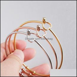 Bangle Bracelets Jewellery 100% Stainless Steel Wire Expandable Bracelet Base Adjustable Heart Metal Open Cuff 60Mm 10Pcsbangleba Dhszn