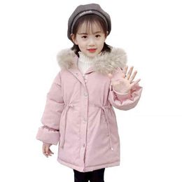 Winter Girls Warm Jackets Outerwear For Kids Fashion Thick Birthday Party Jacket 4-12 Year Children Hooded Jackets J220718