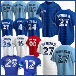 Maglia da baseball dei Blue Jays Vladimir Guerrero Jr. George Springer Bo Bichette Yusei Kikuchi Cavan Biggio Randal Grichuk Carter Hyun-Jin Ryu Matt Chapman Toronto Alomar