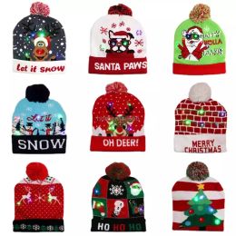 LED funny Christmas Hat Novelty Light-up Colourful Stylish Beanie Cap Knitted Xmas Party FY4946 AA