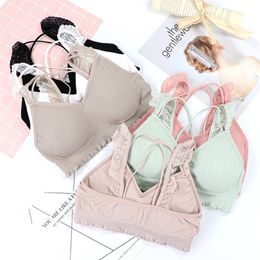 CHRLEISURE Sexy New Bra Seamless Lace Wrapped Bralette No Steel Ring Beautiful Back Sleeping Sports Bras T200609