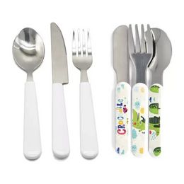 Sublimation Blank Cutlery Sets Adult And Child Heat Transfer Spoon Forks Knives Western DIY Tableware Set Christmas Gifts BES121