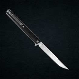 New Arrival Allvin R5602 Flipper Folding Knife D2 Satin Tanto Point Blade Stainless Steel Sheet Black G10 Handle Ball Bearing Fast Open Knives With Nylon Bag