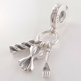 Love Pasta Dangle Charm 925 Silver Pandora Charms for Bracelets DIY Jewelry Making kits Loose Bead Silver wholesale 797435