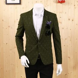 Men's Suits & Blazers Men Formal Autumn Winter Warm Super Slim Young Man Christmas Gift Business Wedding Groom Green Dot Fashion Jackets