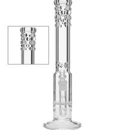 types of water UK - Hookahs 17.5 Inch Glass water Bong Honeycomb straight clear drips mouth bongs ice-catchers pipe 18.8mm bowl free type