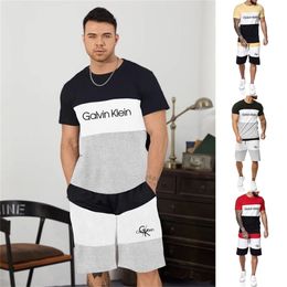 Summer Men's Letter Print Splicing Tracksuit Classic Kind T-Shirt Shorts Sportswear Suit Causal Training Short Set Clothing 220803