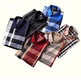 2022 Luxurys Desingers Men's Dress Shirts Dress Business Casual Shirt Sleeve Stripe slim masculine social fashion plaid S-4XL#05