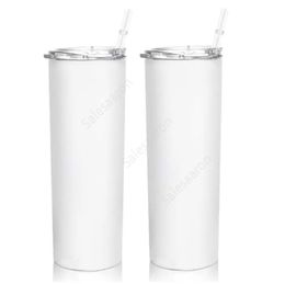 20oz sublimation straight skinny tumblers blanks white Stainless Steel Vacuum Insulated tapered Slim DIY 20 oz Cup Car Coffee Mugs Sea Shipping 300lots DAS471