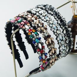 2022 Women Headbands French Retro Diamond Hair Hoop Rhinestone Headwear Elegant Headgear Hairbands Korean Hair Accessories