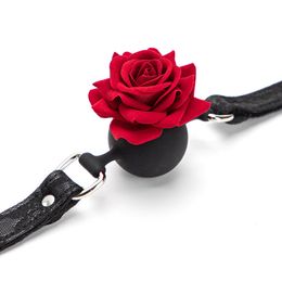 Silicone Breathable Rose Ball Gag Bondage Lace Flower Open Mouth Gags Oral Fixation Adult sexy Toys For Couples BDSM Game