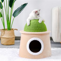 NEW!!! Cactus Cat Cave House with Sisal Scratching Post and ball for cat kittens Green L Wholesale 2022