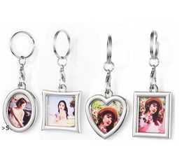 Sublimation Blank Photo Frame Keychain Heart Pendant Portable Heat Transfer Album Key Chain DIY Gift Keyring by sea BBB14974