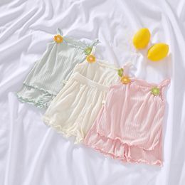 Clothing Sets Summer 2PCS Born Baby Girl Clothes Knitted Vest Crop Tops Shorts Pants Outfit Top Outfits Ribbed OutfitClothing