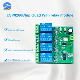 12v wifi relay Canada - Smart Automation Modules 5V 12V ESP8266 4 Channel WiFi Relay Module For IOT Home Phone APP Remote ControlSmart
