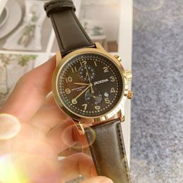 Top Brand quartz fashion mens time clock watches 45mm big dial auto date men dress designer full functional genuine leather Waterproof noble elegant Wristwatch