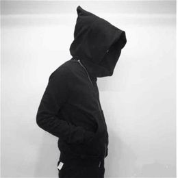 Hoodies Men zipper Cardigan harajuku black sweatshirts hip hop swag style skateboard streetwear Cloak Hooded jacket coat 220815