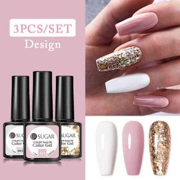 NXY Nail Gel 3pcs Polish Set Glitter Colour Varnishes Hybrid All for Art Design Manicure Semi Permanent Base Top 0328