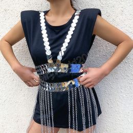Silver Color Tassel Sequins Bra Bikini Body Chain for Women Sexy Harness Chest Body Jewelry Dress Party Nightclub