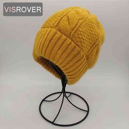 Fishrover 7 Colours Solid Real Rabbit Fur Hats Winter Hat For Woman Acrylic Hat Woman Autumn Warm Skullies For Woman wholesale J220722