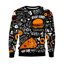 Autumn/winter New 3D Fast Food Print Hoodie European and American Men's Loose Pullover Sweater