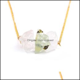 Pendant Necklaces Pendants Jewelry Natural Stone For Women Girl Geometric Crystal Gold Color Chain Q Dhxaz