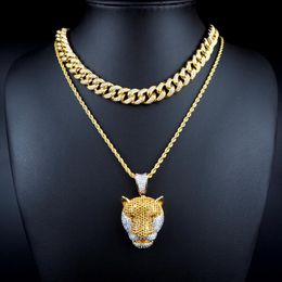 Pendant Necklaces High-quality Hip-hop Leopard Head Necklace Zircon Inlaid Rock Accessories For Both Men And WomenPendant PendantPendant