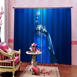 Custom cortinas 3D Window Curtain dolphin Blackout Curtains living room Bedroom Hotel Windows Decoration cortina blackout