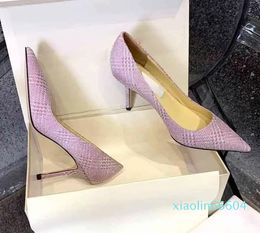 Fashion-Dress Shoes High heeled shoes women's thin heels summer fairy style glittering Sequin gradient Colour matching pointed single shoes