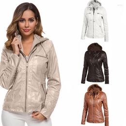 Women's Jackets 2022 Autumn Winter Women Zipper Fashion Plus Size Waterproof Long Sleeve Hooded Outerwear Casual Pockets Coats