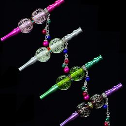 new metal pipe Arabian shisha accessories glow-in-the-dark holder high-end handmade nozzle pearl pendant
